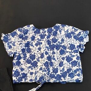 Talbots Blue and White Floral Blouse